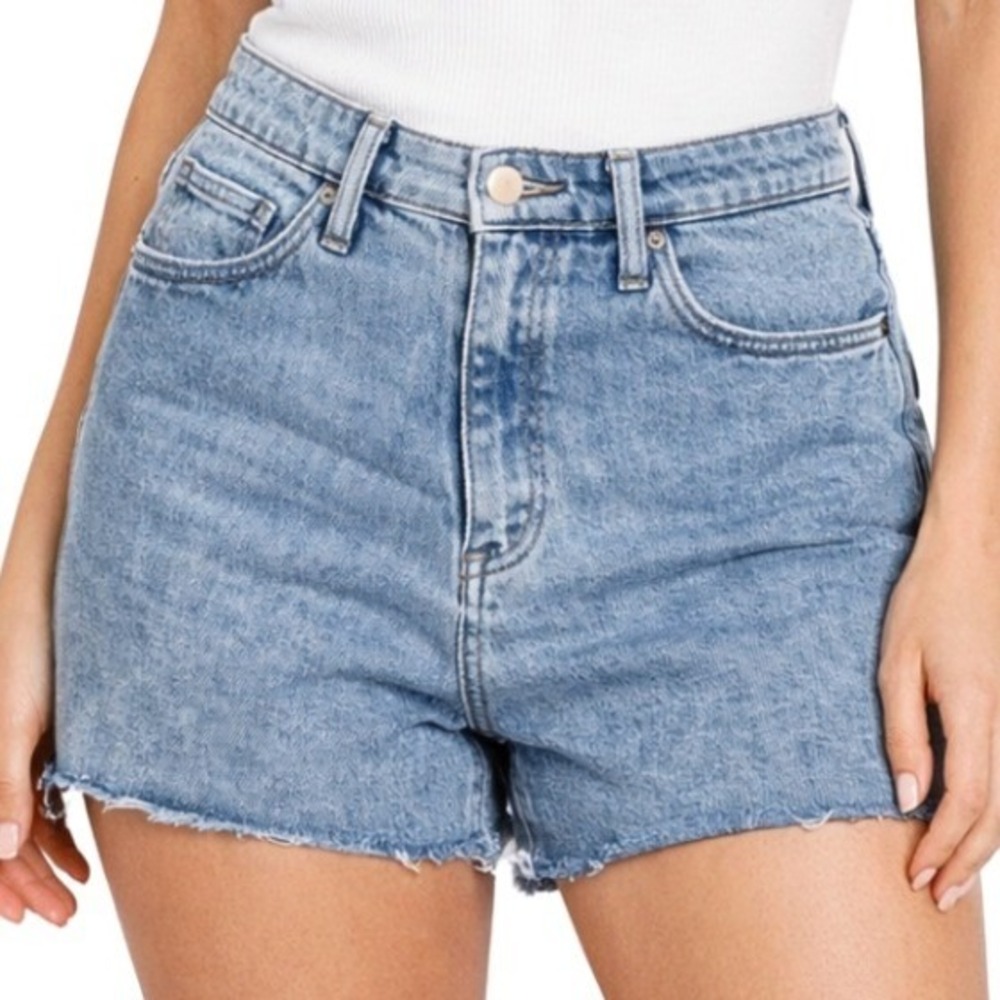 Universal Thread‎ Vintage Midi Acid Wash High Rise Denim Shorts Light Blue 16/33